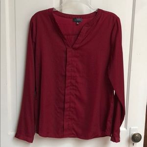 Red v-neck blouse